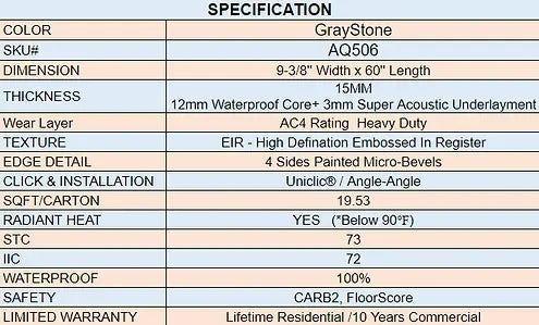 AquaPro Max - Gray Stone - Laminate Lago Flooring