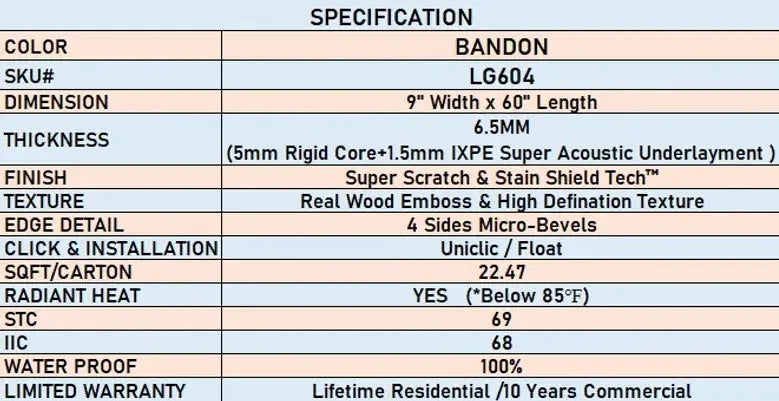 6.5mm SPC Plus - Bandon - LVP Lago Flooring