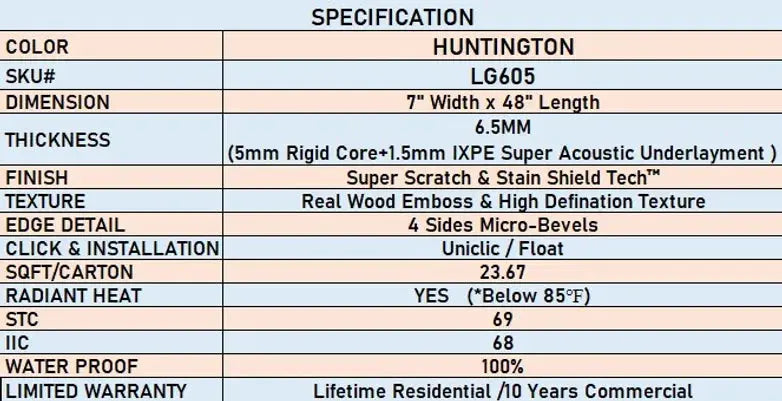 6.5mm SPC Plus - Huntington - LVP Lago Flooring