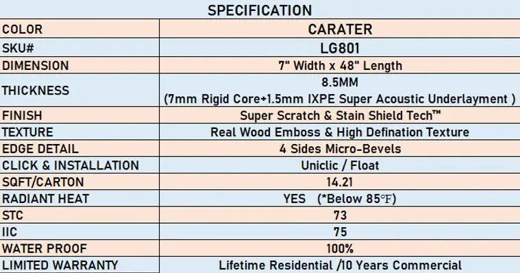 8.5mm Scratch Shield - Carater - LVP Lago Flooring
