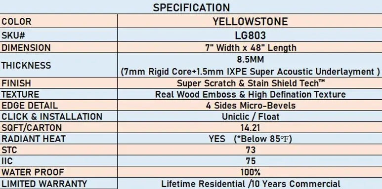 8.5mm Scratch Shield - Yellowstone - LVP Lago Flooring