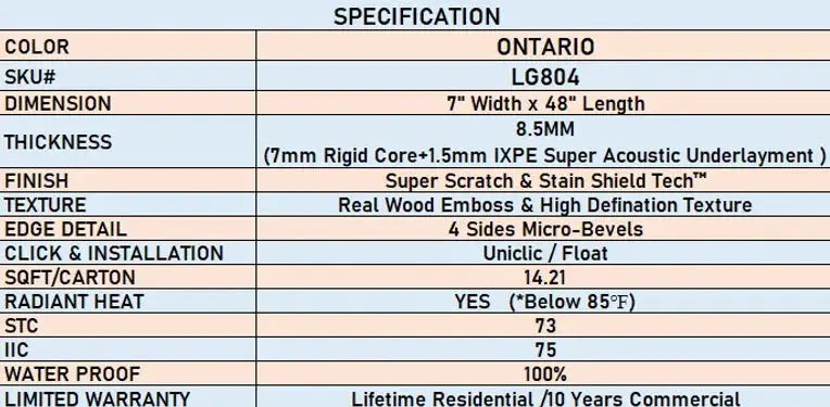 8.5mm Scratch Shield - Ontario - LVP Lago Flooring