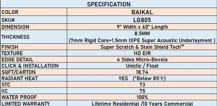 8.5mm Scratch Shield - Baikal - LVP Lago Flooring