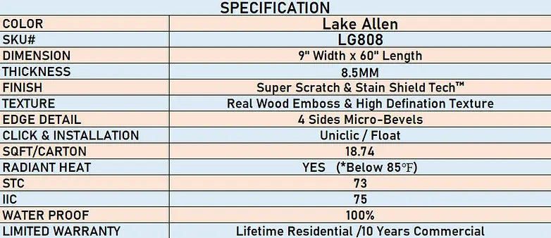 8.5mm Scratch Shield - Lake Allen - LVP Lago Flooring