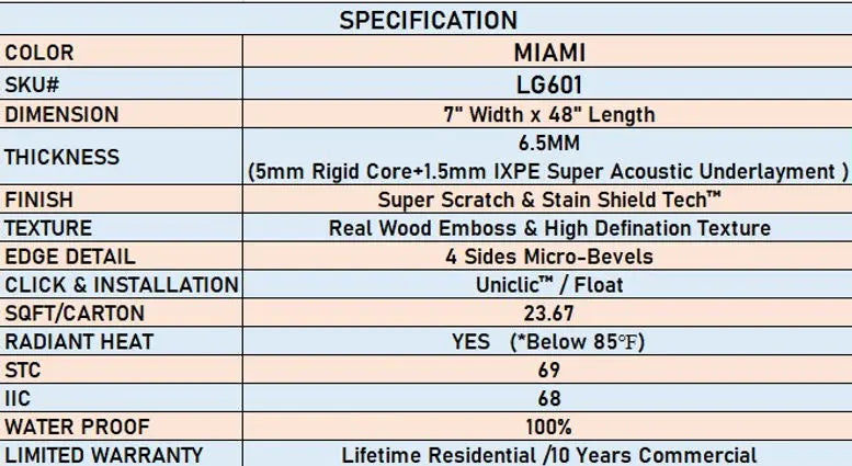 6.5mm SPC Plus - Miami - LVP Lago Flooring