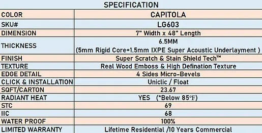 6.5mm SPC Plus - Capitola - LVP Lago Flooring