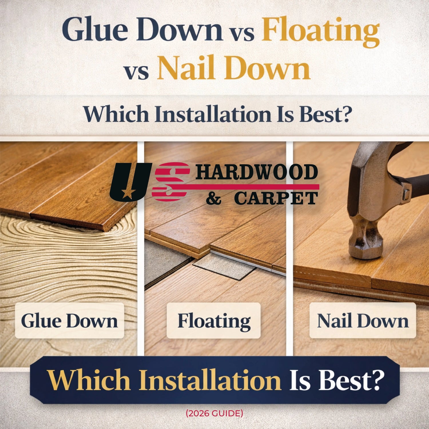 Glue Down vs Floating vs Nail Down: Which Flooring Installation Method Is Best? (2026 Guide) US Hardwood & Carpet Inc