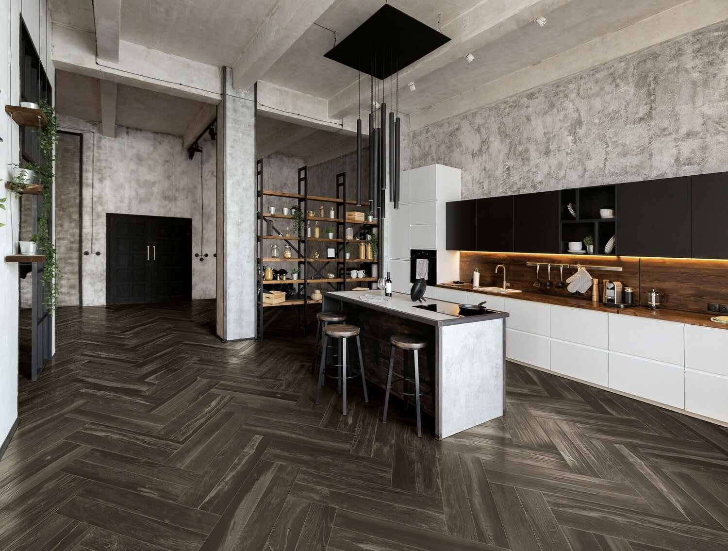 Lacquered Wood - Black - Tile