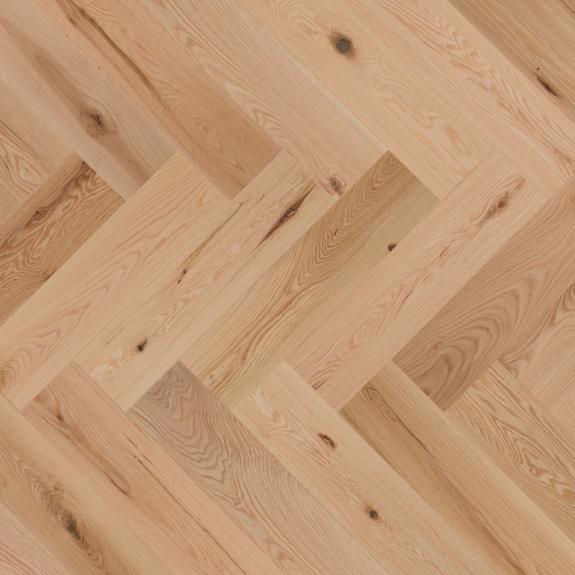 Herringbone - Red Oak Natural Character Brushed - Engineered Hardwood